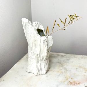 Vintage Hutschenreuther Bisque Porcelain Vase | Mid-Century 1960s-1970s Rock Mineral Shape, Germany