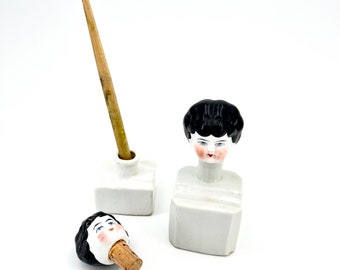 Vintage ceramic figurines ink holder, Germany, 1960