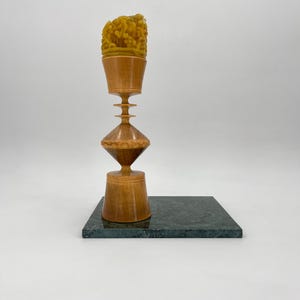 Vintage Scandinavian Wooden Candlestick (1960-1970) – Masterfully Turned, Mid-Century Modern Home Decor