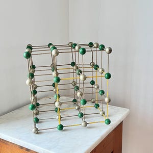Vintage Sodium Chloride molecular (salt) school model bakelite and metal wire structure, Czech design, 50&#39;s