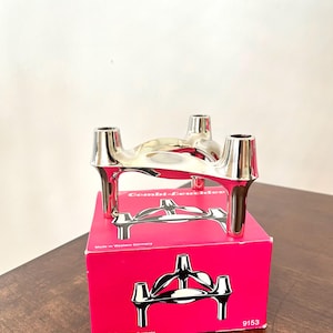 Vintage Stoff Nagel Modular Candle Holder in the original box, Iconic German Design, BMF, Mid-Century Modern Art, Germany, 1970s