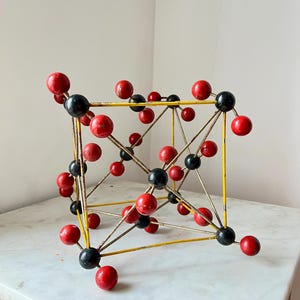 Vintage CO2 Molecular Model, Bakelite & Steel, Educational Chemistry Decor, Czech Republic, 1950s