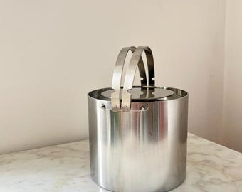 Vintage ijsemmer Cylinda Line van Arne Jacobsen voor Stelton, roestvrijstalen barware, Denemarken, 1967