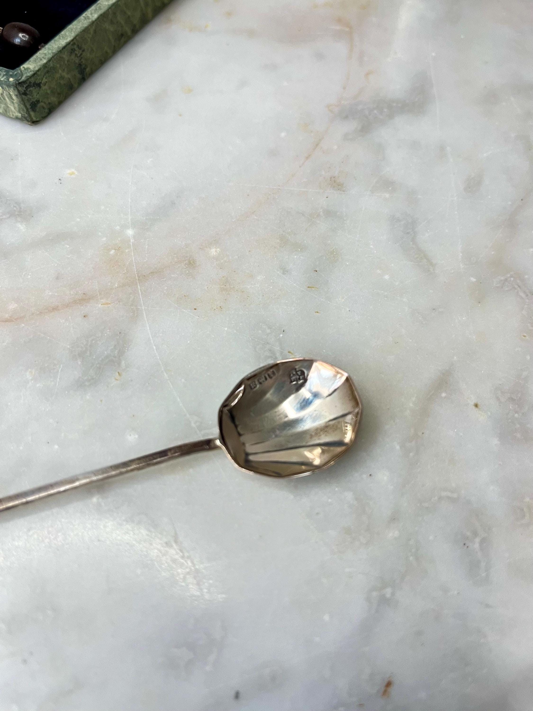 アンティーク スターリングシルバー コーヒースプーンセット：貝殻と