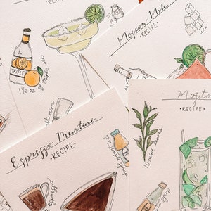 Cocktail Recipe Card Prints (customizable)