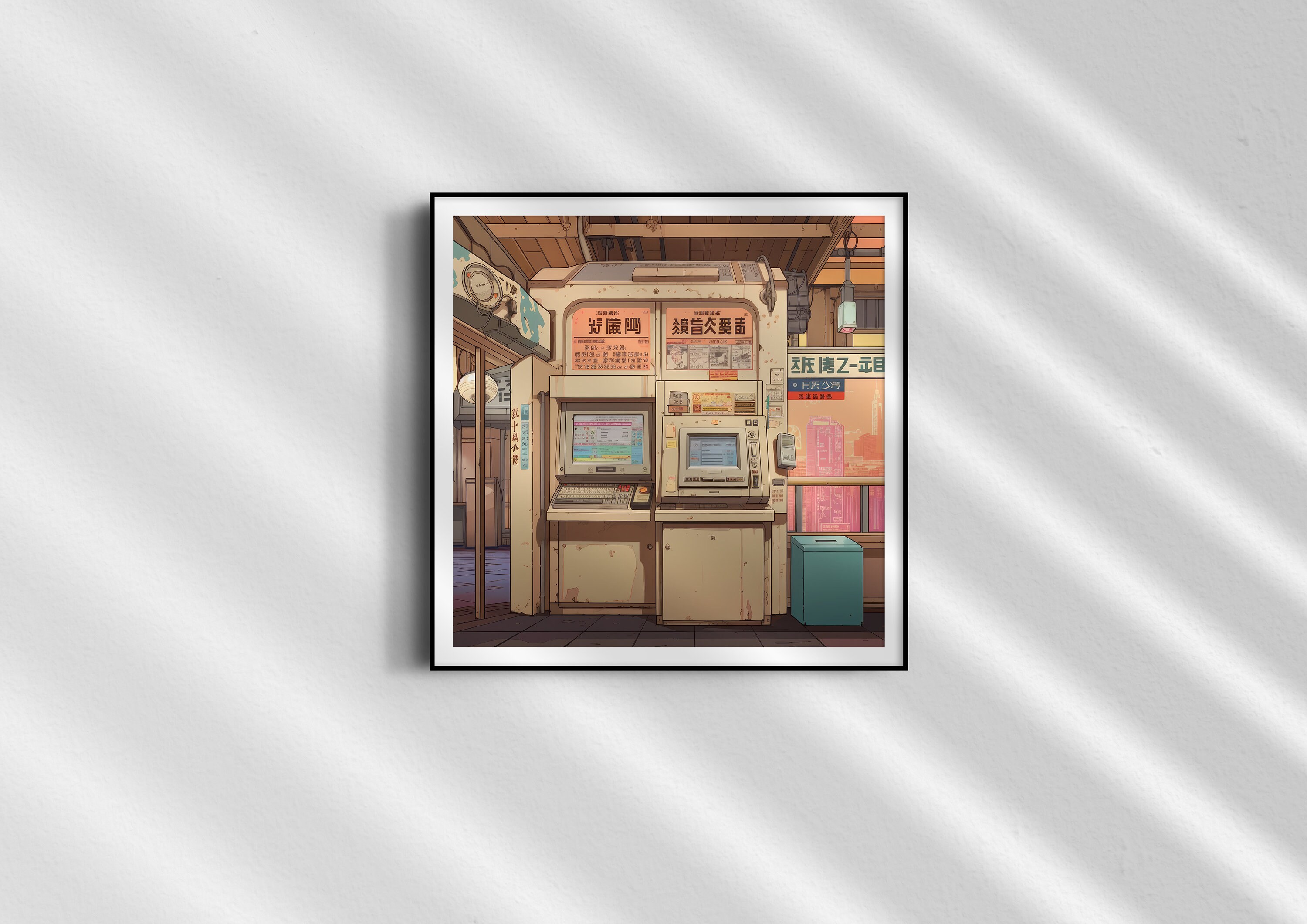 Japanese Train Station Ticketing Machine Poster | Anime Metro Station Print | Asian Subway Wall Decor | 90s Anime Manga Aesthetic Wall Art