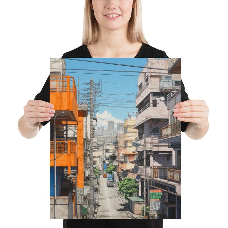 Tokyo City Street Alleyway Print | Japanese City Markets Scenery Artwork | Urban Colorful Asian Cityscape | Poster for Home Wall Decor