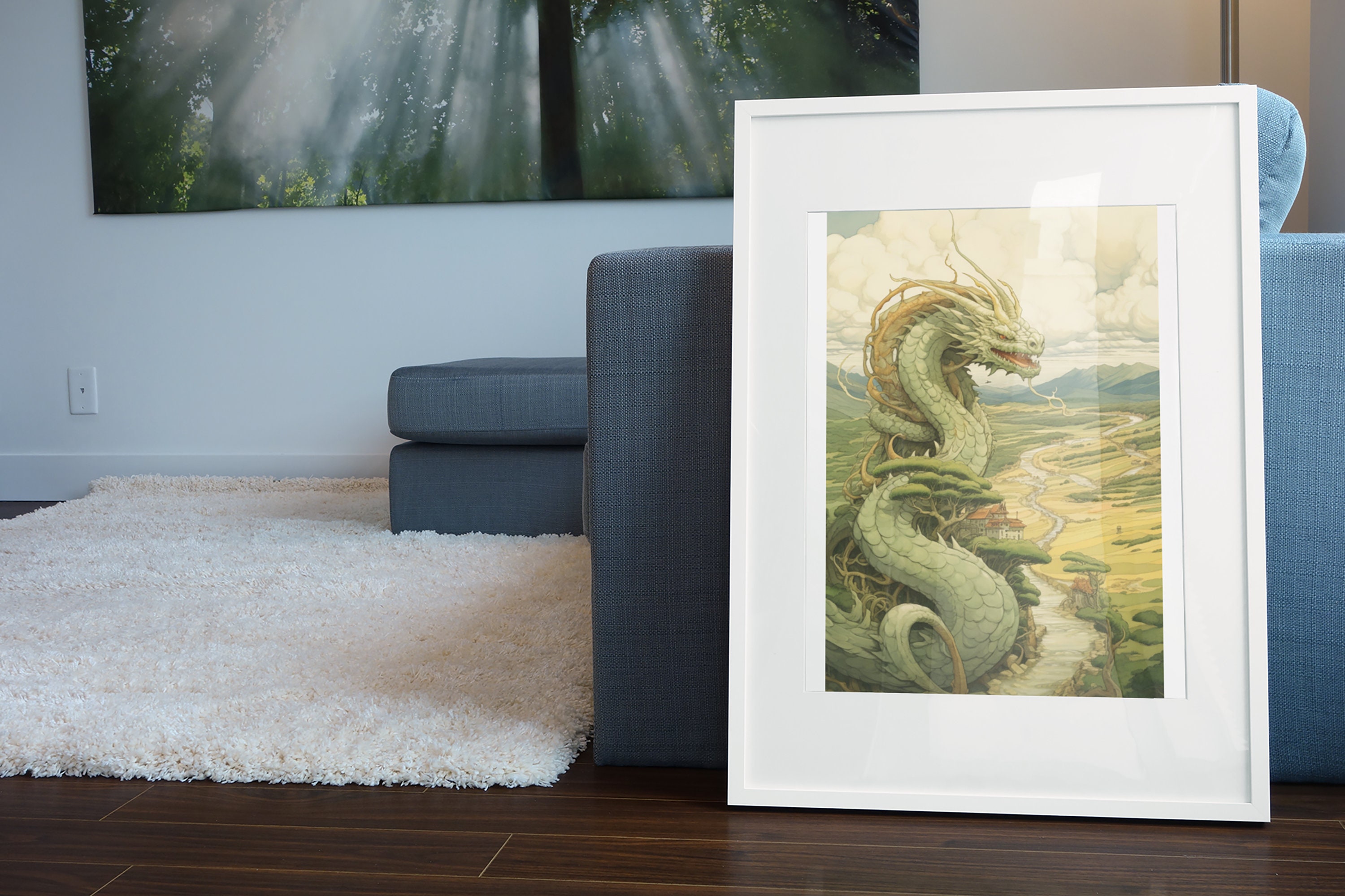 Ancient Chinese Dragon Print | Japanese Moebius Print | Asian Home