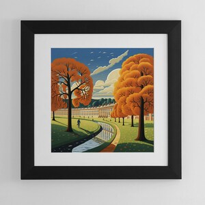 Herbst Tagesszene bei Royal Crescent Oil Print | Bath England Paul Corfield Illustration Poster | Georgischer Klassizismus Architektur Druck