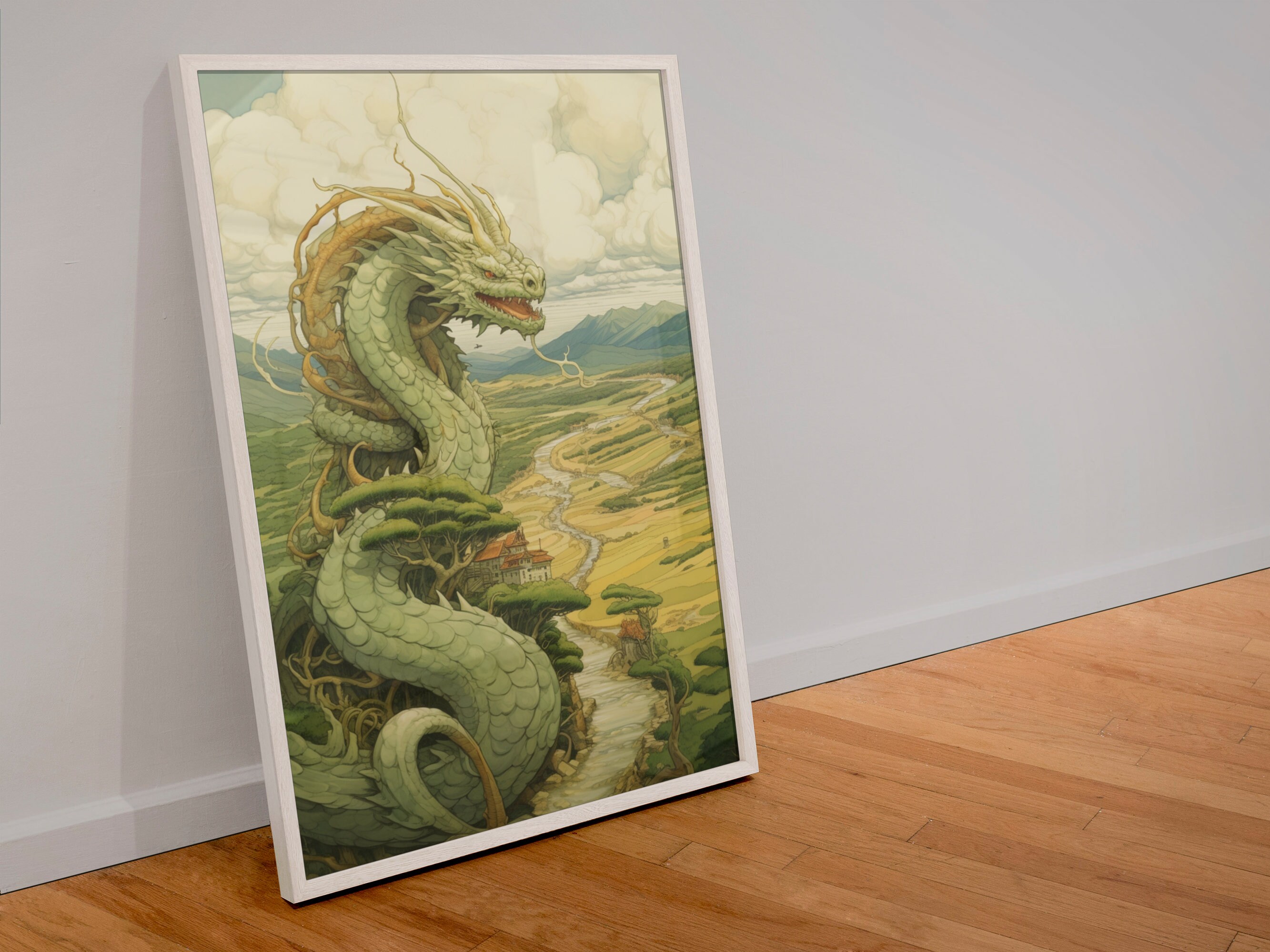 Ancient Chinese Dragon Print | Japanese Moebius Print | Asian Home