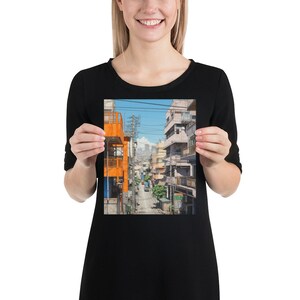 Tokyo City Street Alleyway Print | Japanese City Markets Scenery Artwork | Urban Colorful Asian Cityscape | Poster for Home Wall Decor