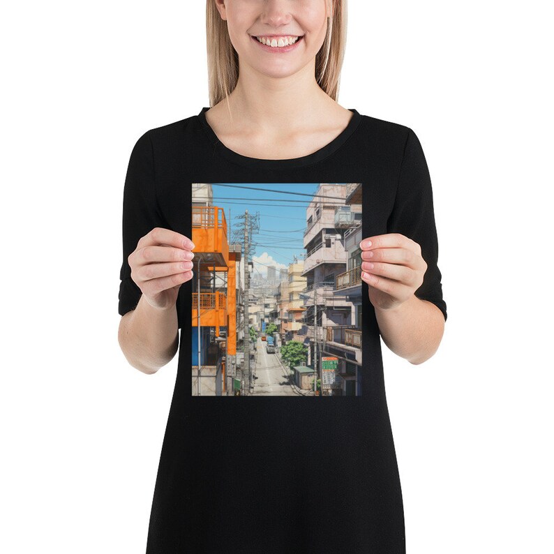 Tokyo City Street Alleyway Print | Japanese City Markets Scenery Artwork | Urban Colorful Asian Cityscape | Poster for Home Wall Decor