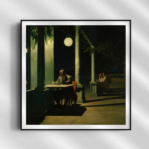 Edward Hopper inspiró al hombre solo en la cena impresión / realismo gastronómico cartel de pintura de bellas artes / conmovedor arte de pared aislado de una sola persona