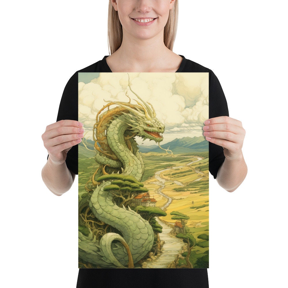 Ancient Chinese Dragon Print | Japanese Moebius Print | Asian Home