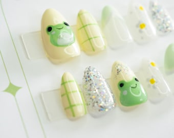 Cute Frog Spring Press-On Nails