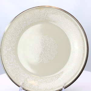 Vintage Lenox Moonspun Salad Plate: Cream China with Platinum Band