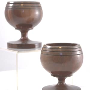 Vintage Wooden Wine Goblets - Mid Century Modern Barware Set of 2