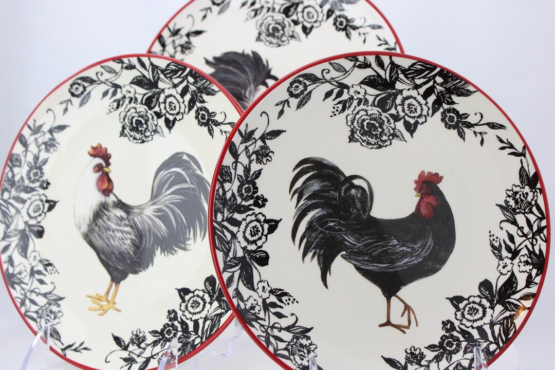 A Set of 3 Cracker Barrel Rooster Plates by Susan Winget Etsy