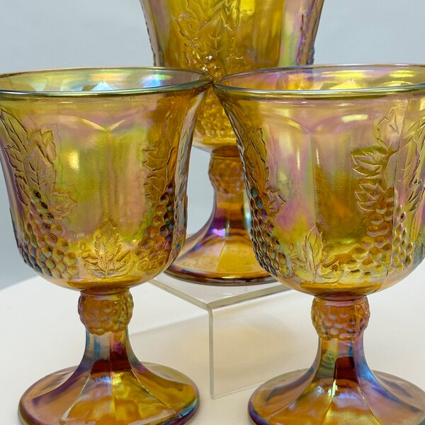 Amber Irredescent Cocktail Glasses Set