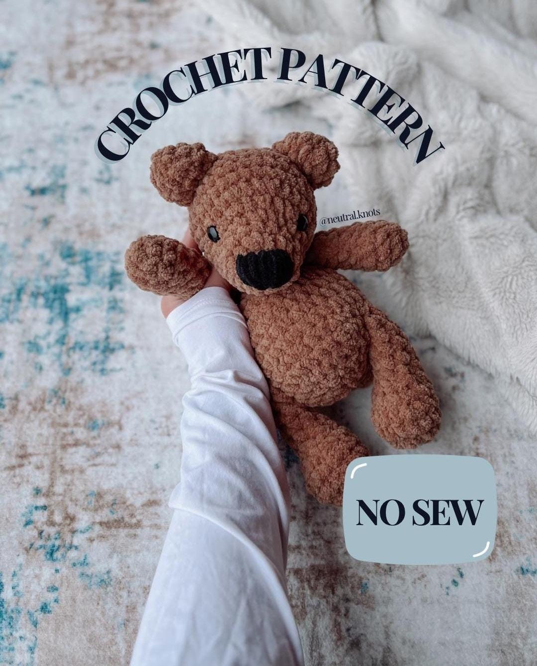 Jr. Bear the bear plushie pattern - no sew pattern, bear pattern, teddy bear, crochet bear pattern