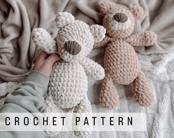 Jr. Bear the Bear Plushie - Crochet pattern, bear pattern, crochet bear pattern