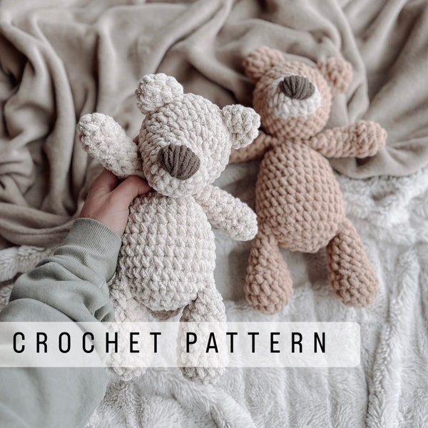 Jr. Bear the Bear Plushie - Crochet pattern, bear pattern, crochet bear pattern