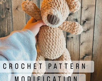 Modification for Jr. Bear the Bear Snuggler - Crochet pattern, bear pattern, crochet bear pattern