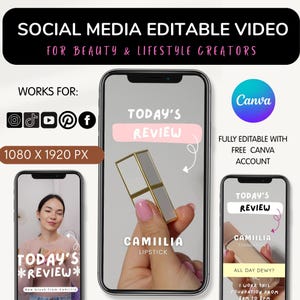 Editable Beauty Product Review Video Template for TikTok, Reels, shorts | Canva Video Template for Affiliate Marketing & Influencers Content