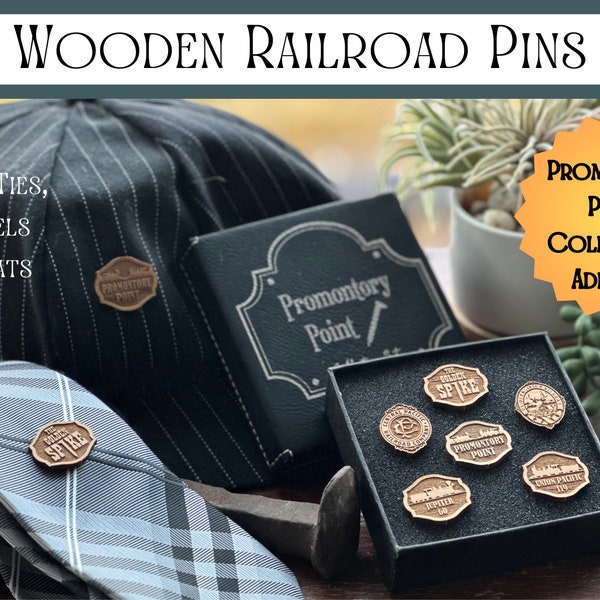 Promontory Point Railroad Wooden Alder Tie Hat Pins