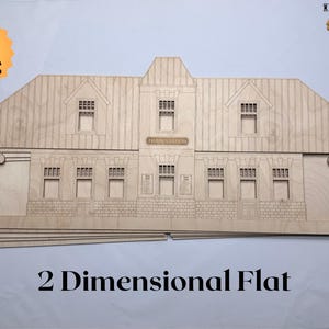 G scale Model Two-Dimensional Train Station Kit, Flatback detachable face with lights