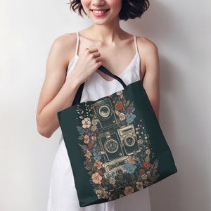 Film Retro Camera bag, Wild Flowers, trip bag, Laptop Tote bag