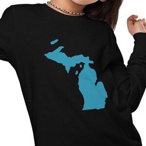 Camiseta de manga larga con mapa de Michigan para niños