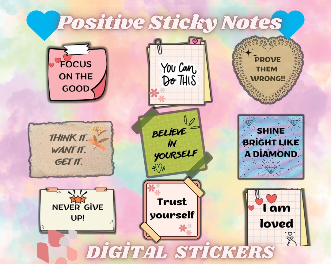 Affirmations Sticky Notes Png Printable Stickers Etsy