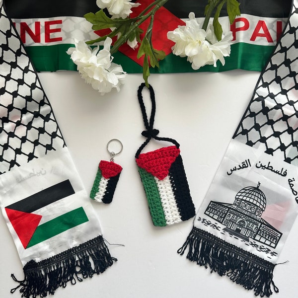 Palestine Flag Crochet Keychain/Car Hanger