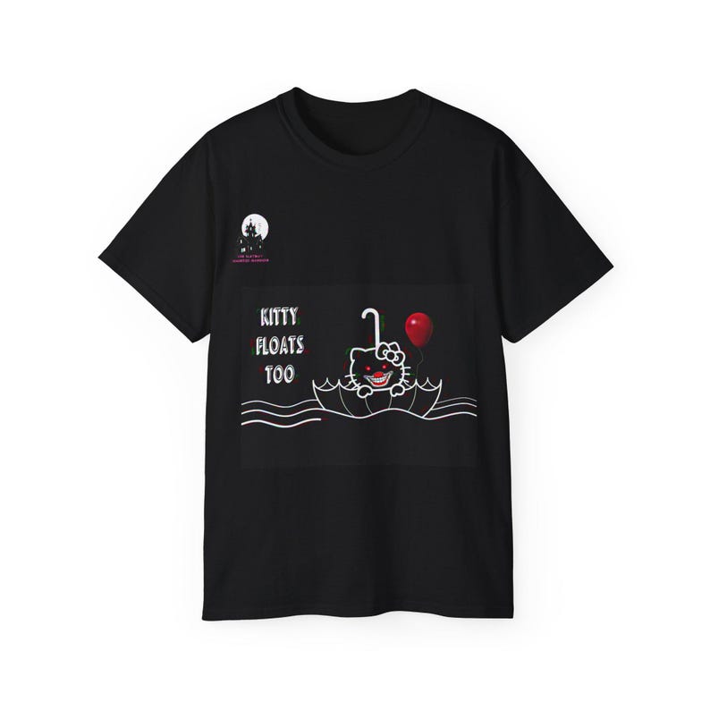 Kitty flyter också! Pennywise Hello Kitty T-shirt! Av TheSlayBoyHauntedMansion bild 1