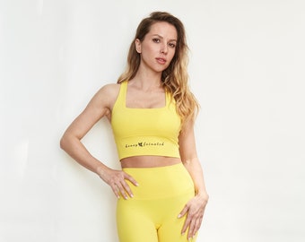 Honeyfeinated Sunshine Yoga Set, Seamless Fit Athletic Wear for Women, Soft 4-Way Stretch, High Quality Durable Fabric