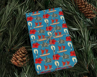 Ocean Polynesian Moana inspired gift wrap for Christmas, birthdays, etc.