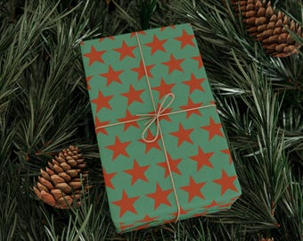 Starry Turquoise & Orange Gift Wrap: Holiday Birthday Presents