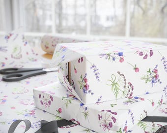 Thistle Floral Gift Wrap- Wrapping paper for birthdays, holidays, etc