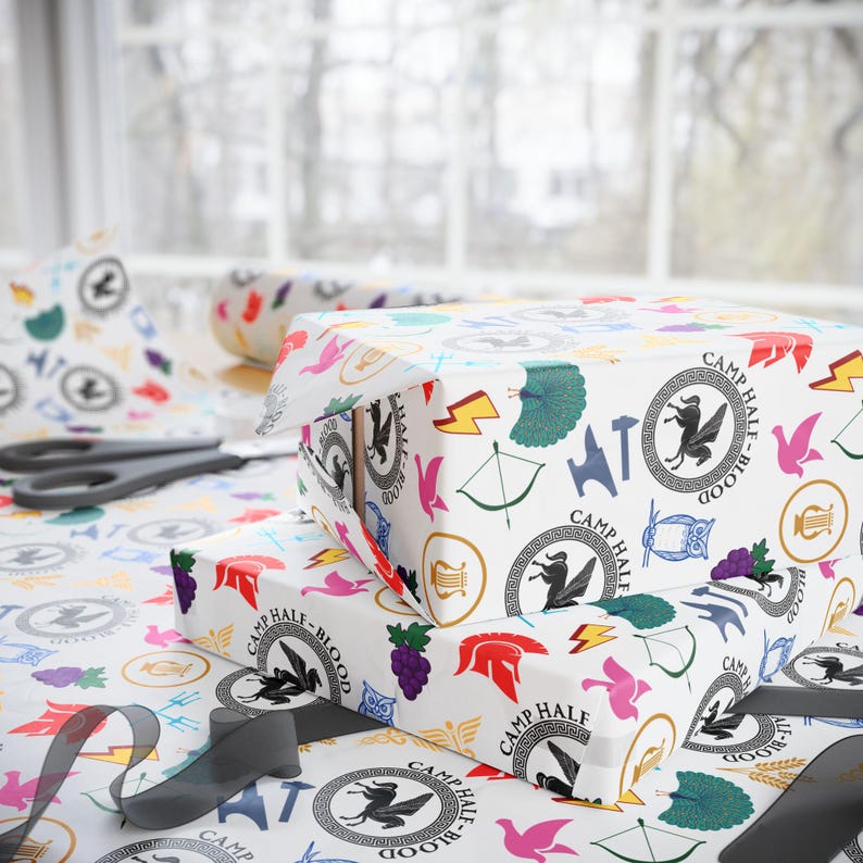 Percy Jackson Camp Half-Blood Gods Inspired Gift Wrap Papers image 1