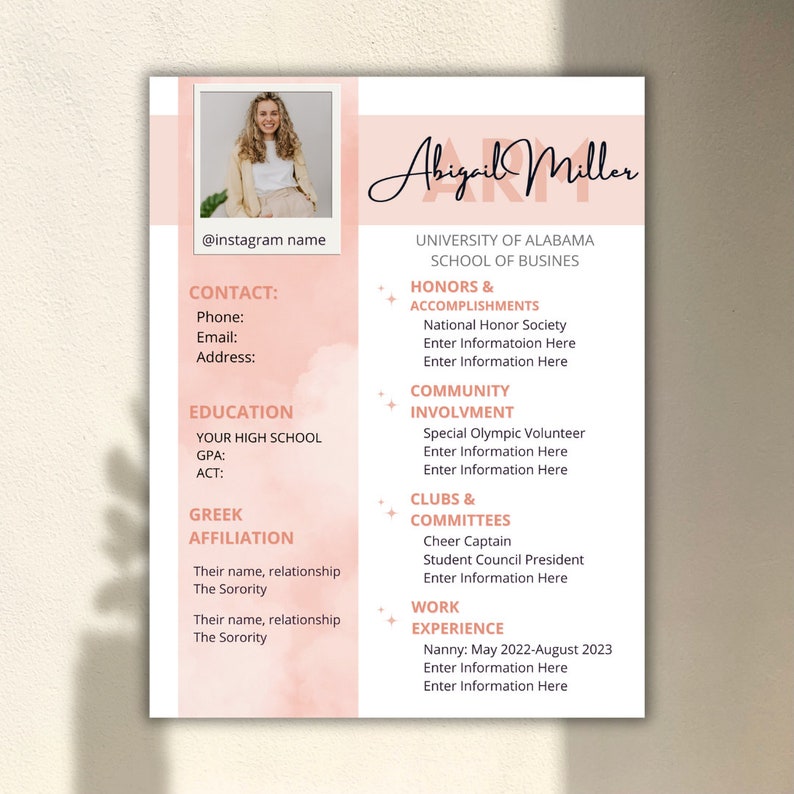 Pink Sorority Resume Template With - Il 794xN.5237930605 Bta9 