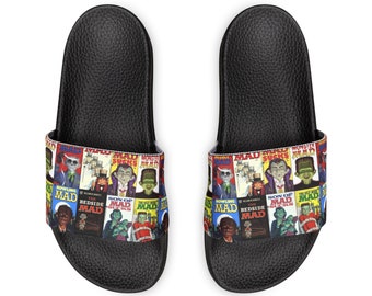 Mad Magazine horror edition  fun cool gift for summer Men's PU Slide Sandals