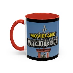 Taza de película vintage del Museo de Cera Movieland de 325 ml, taza coleccionable de cultura pop, regalo para amantes del cine, tazas de café únicas, decoración del hogar