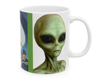 11oz. UFO Alien Begegnung Kaffeebecher | Sci-Fi Liebhaber Geschenk | Weltraum Dekor | UFO-Design | 325 ml | Einzigartige Sammeltasse