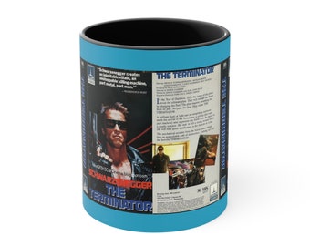 11oz. VHS Terminator VHS cover action cult film 80s sci fi Accent Coffee Mug, 11oz