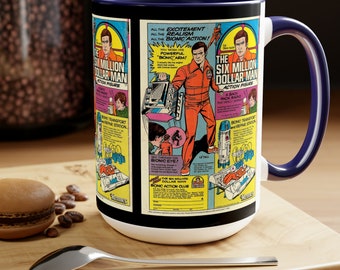 15oz. 6 Million  Ad comic book Two-Tone Coffee Mugs, 15oz