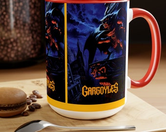 Gargoyles 90s TV show for kids Cartoon Two-Tone Coffee Mugs, 15oz