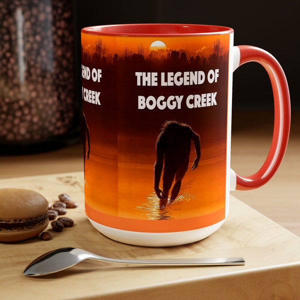 Legend Of Boggy Creek 70s Bigfoot film Two-Tone Coffee Mugs, 15oz
