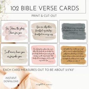 102 inspirierende Bibelverskarten | Gebetsbrettkarten | Vision Board | Druckbare Schrift | Boho Aquarell Gebetskarten | Bibelstudium
