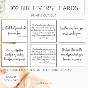 102 Inspirierende Bibelverskarten | Gebetsbrett-Karten | Visionsboard | Druckbare Schrift | Digitale Gebetskarten | Bibelarbeit | weiß
